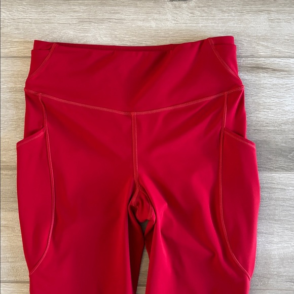 Lululemon Dark Red Fast and Free Leggings With Pockets Size 10 - Picture 3 of 15